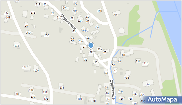 Stary Sącz, Cyganowice, 28, mapa Stary Sącz