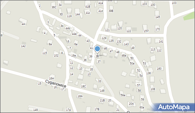 Stary Sącz, Cyganowice, 38, mapa Stary Sącz