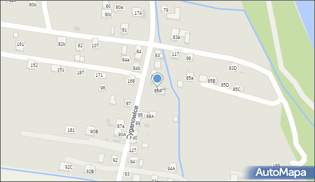 Stary Sącz, Cyganowice, 86A, mapa Stary Sącz