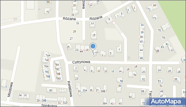 Straszyn, Cytrynowa, 1, mapa Straszyn