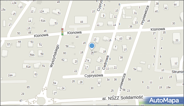 Świdnik, Cyprysowa, 15, mapa Świdnika