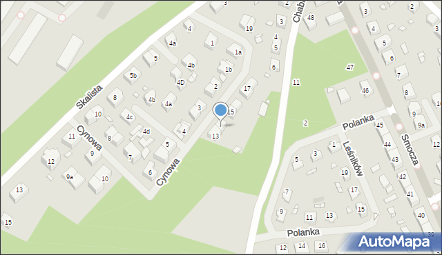 Szczecin, Cynowa, 14, mapa Szczecina