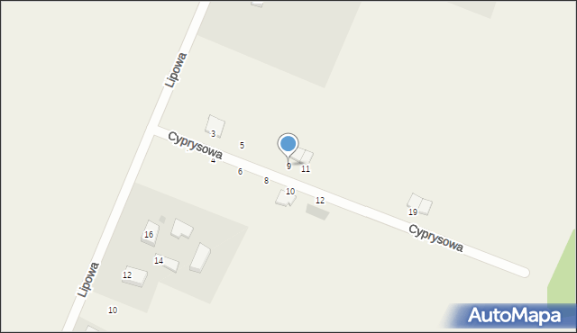 Tokary, Cyprysowa, 9, mapa Tokary