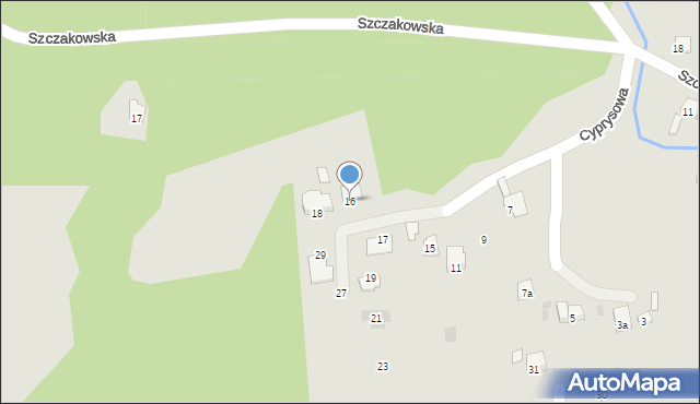 Trzebinia, Cyprysowa, 16, mapa Trzebinia