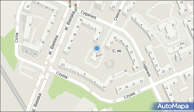 Tychy, Cyganerii, 10, mapa Tychów