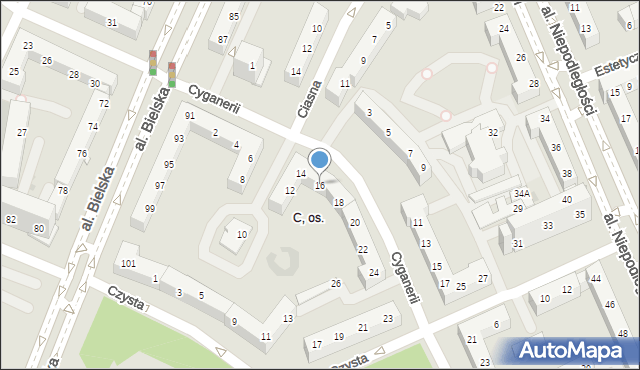 Tychy, Cyganerii, 16, mapa Tychów