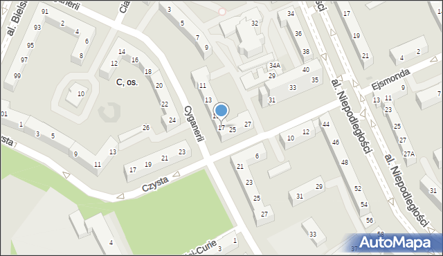 Tychy, Cyganerii, 17, mapa Tychów