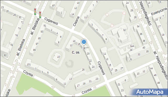 Tychy, Cyganerii, 18, mapa Tychów