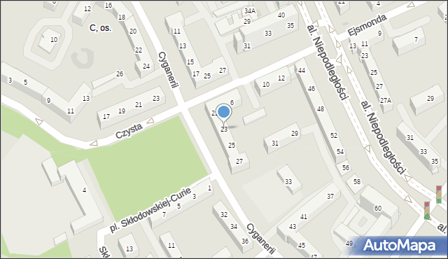 Tychy, Cyganerii, 23, mapa Tychów