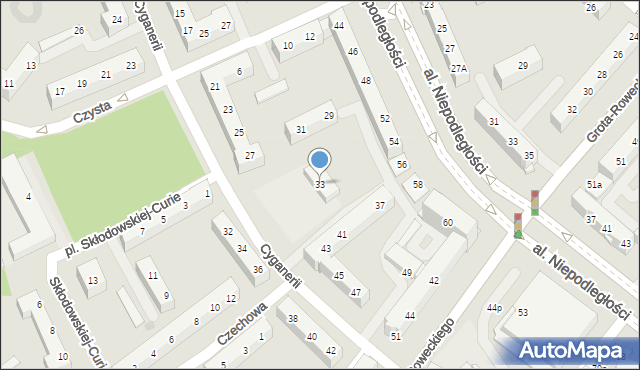 Tychy, Cyganerii, 33, mapa Tychów