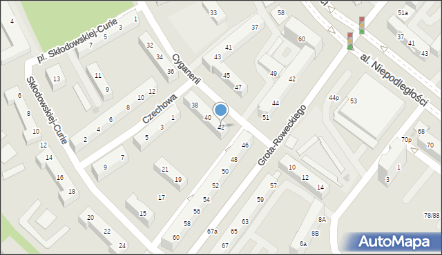 Tychy, Cyganerii, 42, mapa Tychów