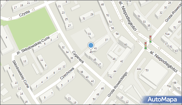 Tychy, Cyganerii, 43, mapa Tychów