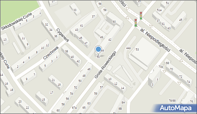 Tychy, Cyganerii, 51, mapa Tychów