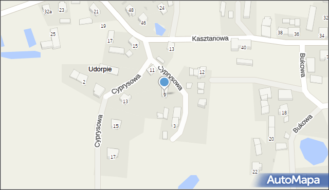 Udorpie, Cyprysowa, 9, mapa Udorpie