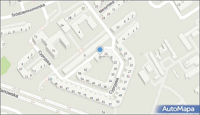 Warszawa, Cypryjska, 10, mapa Warszawy