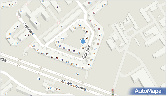 Warszawa, Cypryjska, 34, mapa Warszawy