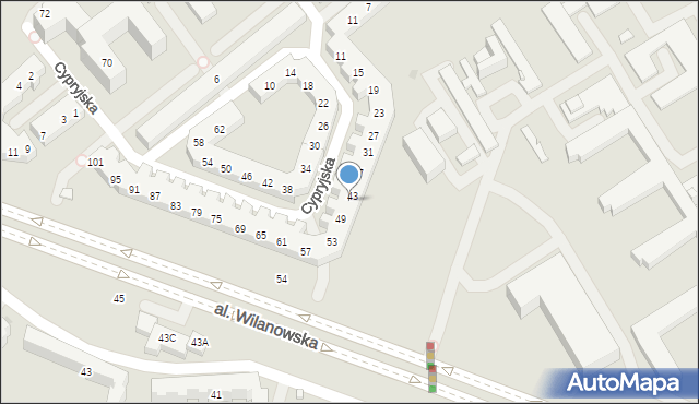 Warszawa, Cypryjska, 45, mapa Warszawy