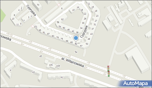 Warszawa, Cypryjska, 61, mapa Warszawy