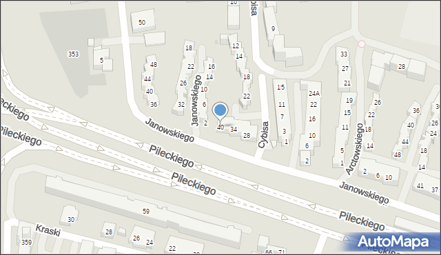 Warszawa, Cybisa Jana, 40, mapa Warszawy