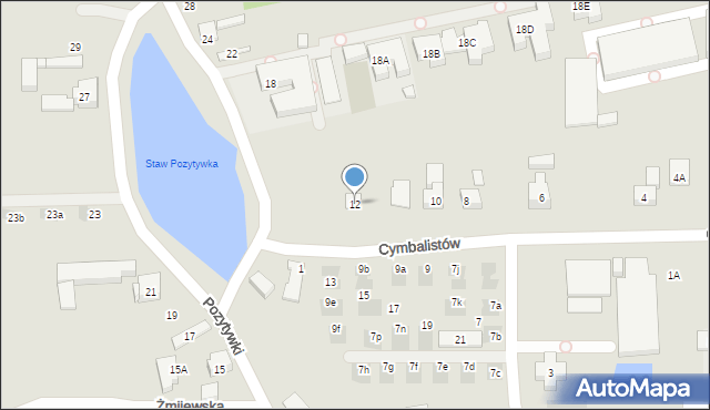 Warszawa, Cymbalistów, 12, mapa Warszawy