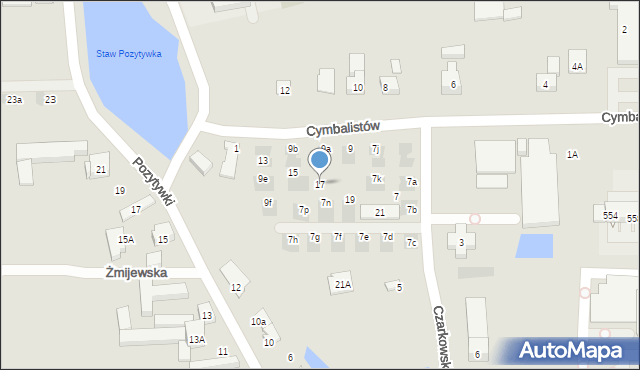 Warszawa, Cymbalistów, 17, mapa Warszawy