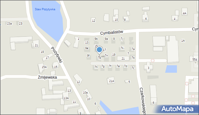 Warszawa, Cymbalistów, 7p, mapa Warszawy