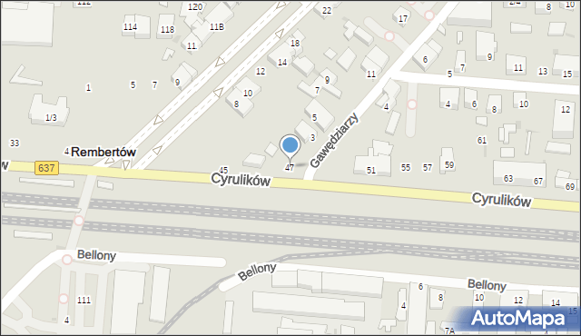 Warszawa, Cyrulików, 47, mapa Warszawy