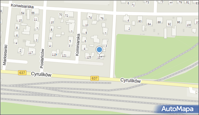 Warszawa, Cyrulików, 127, mapa Warszawy