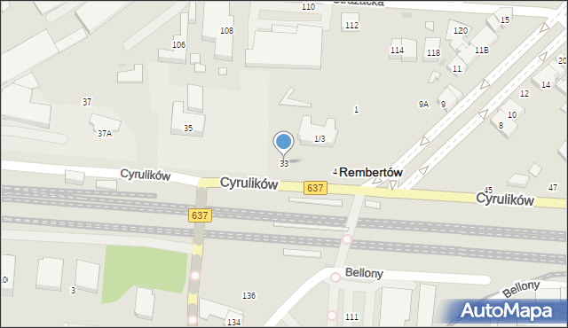 Warszawa, Cyrulików, 33, mapa Warszawy