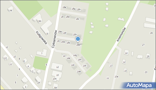Warszawa, Cyklamenów, 16d, mapa Warszawy