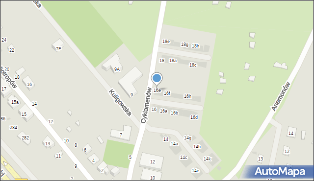 Warszawa, Cyklamenów, 16e, mapa Warszawy