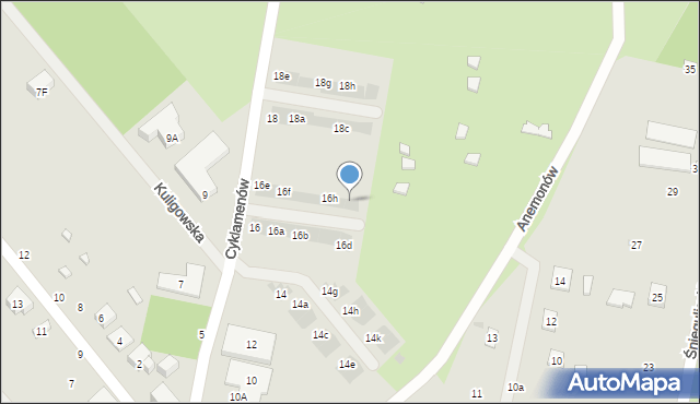 Warszawa, Cyklamenów, 16j, mapa Warszawy