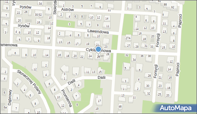 Warszawa, Cyklamenowa, 26, mapa Warszawy