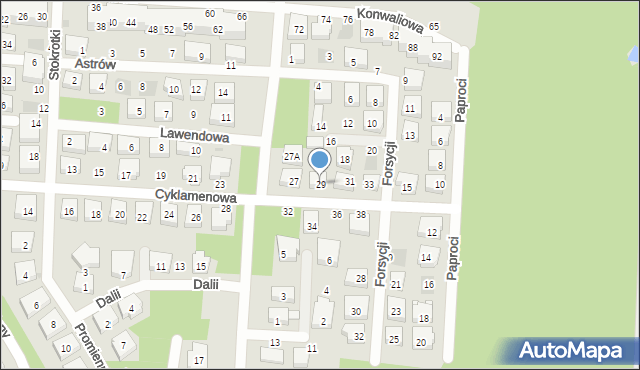 Warszawa, Cyklamenowa, 29, mapa Warszawy