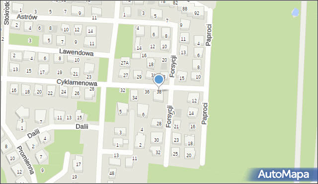 Warszawa, Cyklamenowa, 38, mapa Warszawy