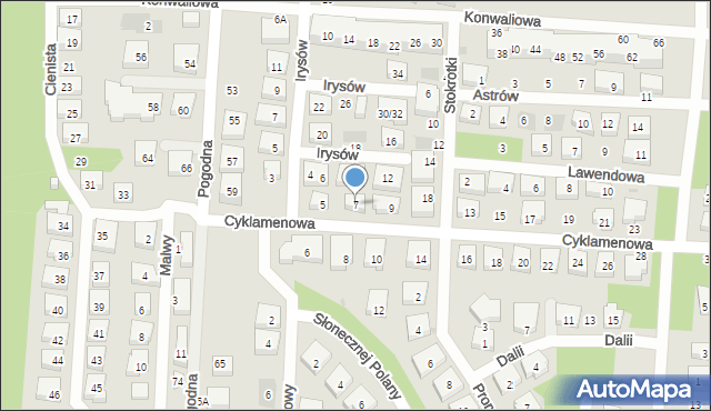 Warszawa, Cyklamenowa, 7, mapa Warszawy