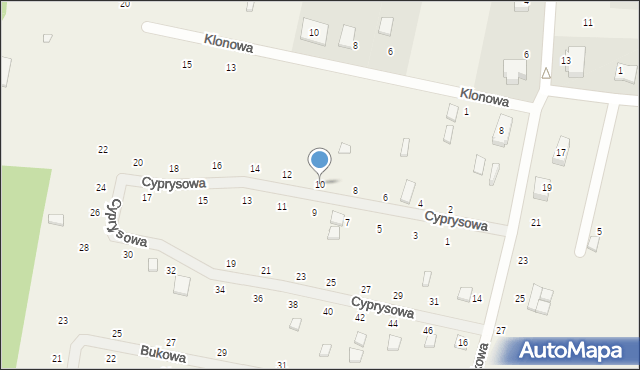 Wisełka, Cyprysowa, 10, mapa Wisełka