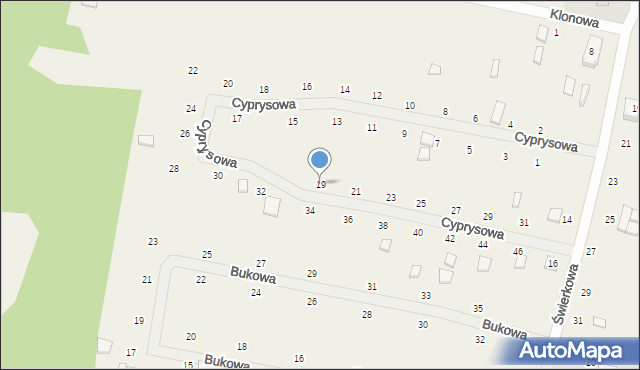 Wisełka, Cyprysowa, 19, mapa Wisełka