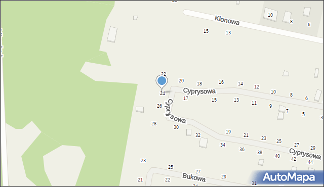 Wisełka, Cyprysowa, 24, mapa Wisełka