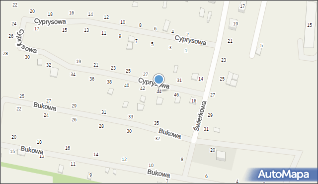 Wisełka, Cyprysowa, 44, mapa Wisełka