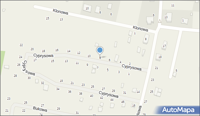 Wisełka, Cyprysowa, 8, mapa Wisełka