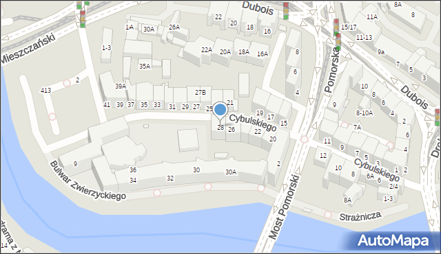Wrocław, Cybulskiego Wojciecha, 28, mapa Wrocławia