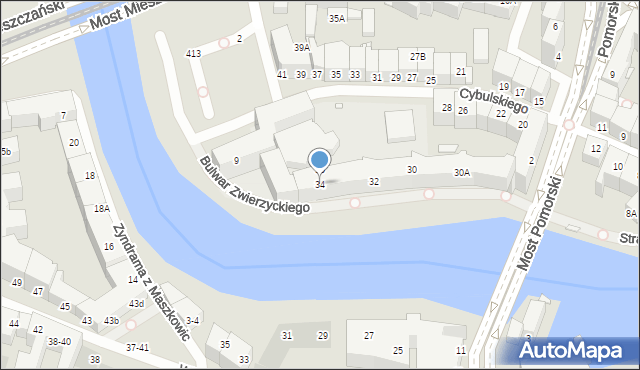 Wrocław, Cybulskiego Wojciecha, 34, mapa Wrocławia