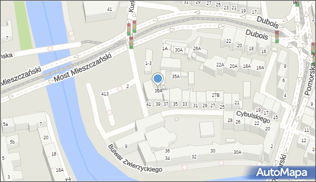 Wrocław, Cybulskiego Wojciecha, 39A, mapa Wrocławia