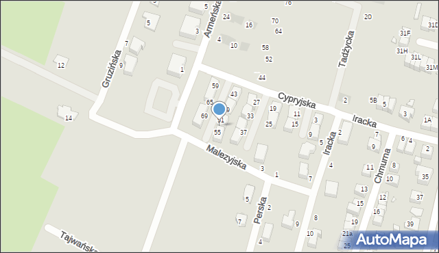 Wrocław, Cypryjska, 53, mapa Wrocławia