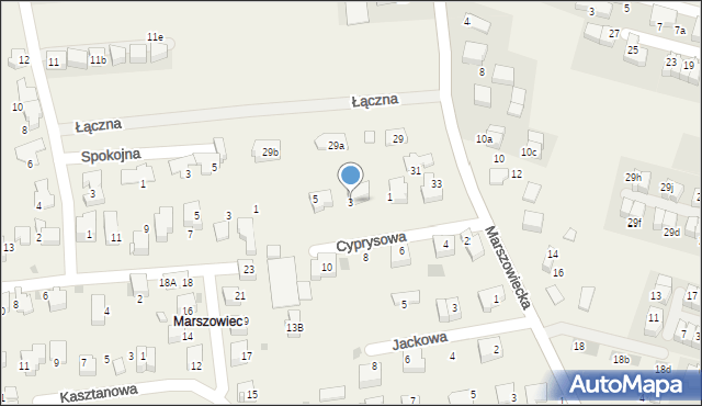 Zielonki, Cyprysowa, 3, mapa Zielonki