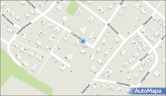 Żukowo, Cyprysowa, 1, mapa Żukowo