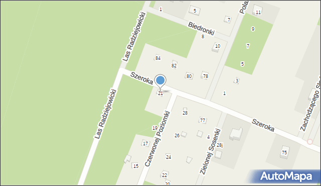 Adamów-Wieś, Czerwonej Poziomki, 21, mapa Adamów-Wieś