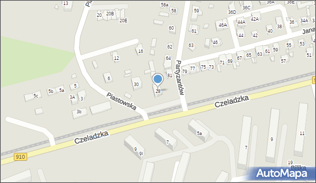 Będzin, Czeladzka, 28, mapa Będzin