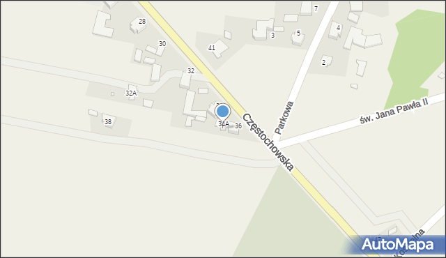 Biała, Częstochowska, 36a, mapa Biała
